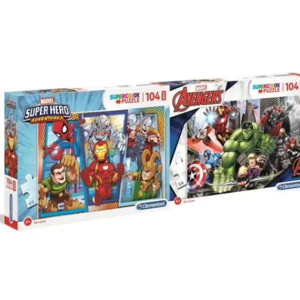 Clementoni Puzzles Enfants De 50 À 249 Pièces|2 Puzzles 104 Pcs, Marvel Avengers -