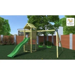 Fungoo Aire De Jeux Gaia Avec Toboggan Et Balancoires- Aires De Jeux
