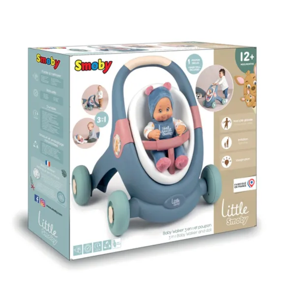 Smoby Baby Walker 3 En 1 + Poupon- Activités D'éveil