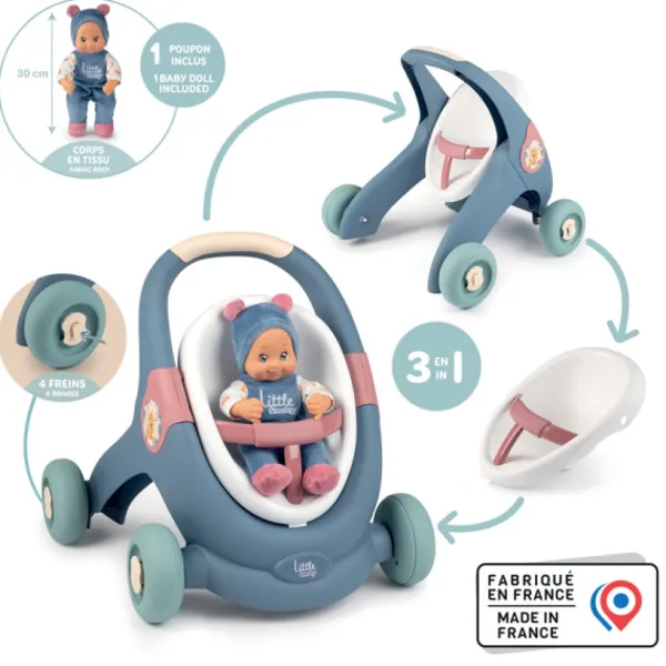 Smoby Baby Walker 3 En 1 + Poupon- Activités D'éveil