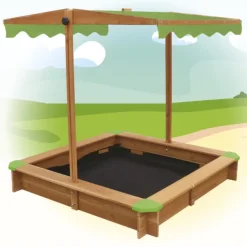 SUN and SPORT Bac A Sable En Bois Avec Parasol- Bacs À Sable
