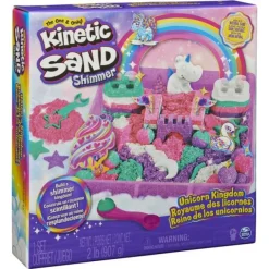 Spin Master Coffret Le Royaume Magique Des Licornes - Kinetic Sand - Sable Magique A Modeler- Mosaïque, Sable Et Paillettes