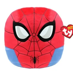 TY Peluches Super-héros Et Personnages|Coussin Squish A Boos Marvel - Spiderman 20 Cm