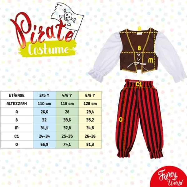 Fancy World Deguisement De Pirate 6/8 Ans- Déguisements