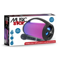 Music Star Enceinte Bluetooth Lumineuse Noir 50 Watts Avec Micro- Enceintes Bluetooth Et Casques Audio
