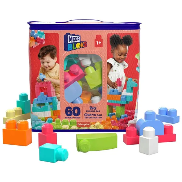 Mega Bloks Grand Sac De Construction 60 Briques - Rose- 1Er Age