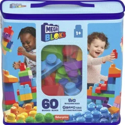 Mega Bloks Grand Sac De Construction 60 Briques - Bleu- 1Er Age