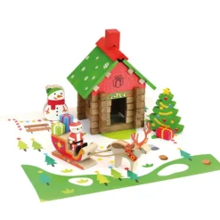 Jeujura Jeu De Construction En Bois La Maison Du Pere Noel 50 Pieces- Planchettes Et Construction En Bois