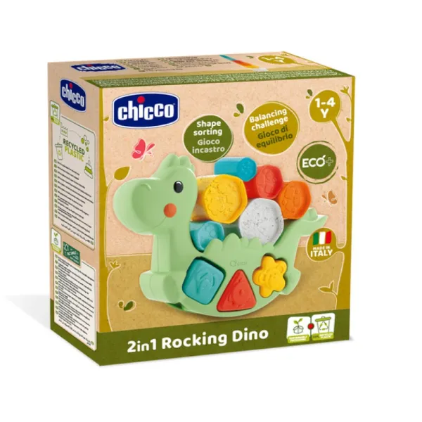 Chicco Jeu D'éveil - Lino Le Dino 3 En 1 - Ecologique- Jouets À Emboîter, À Empiler