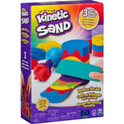Spin Master Kinetic Sand - Coffret Arc-En-Ciel - Sable Magique A Modeler- Mosaïque, Sable Et Paillettes