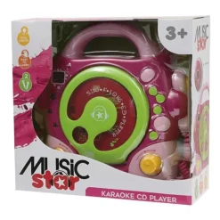 Music Star Lecteur Cd 2 Micros Rose- Micros Et Karaoké