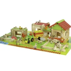 Jeujura Ma Premiere Grande Ferme En Bois 130 Pieces- Planchettes Et Construction En Bois