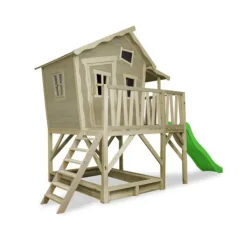 Exit Toys Maison En Bois Crooky 550 Avec Toboggan Et Bac A Sable- Aires De Jeux