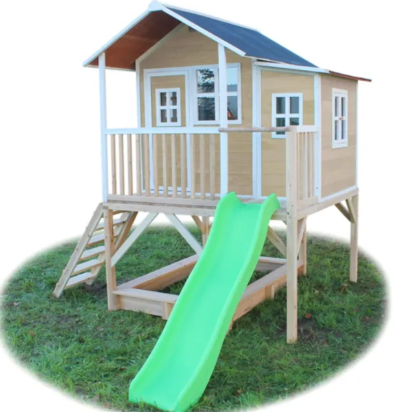 Exit Toys Maison En Bois Loft 550 Avec Bac A Sable Et Toboggan- Aires De Jeux