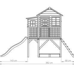 Exit Toys Maison En Bois Loft 550 Verte Avec Bac A Sable Et Toboggan- Aires De Jeux