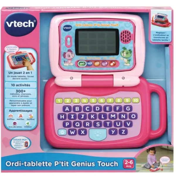 VTech Ordinateurs Et Jeux Interactifs|Ordinateur - Tablette P'Tit Genius Touch Mauve