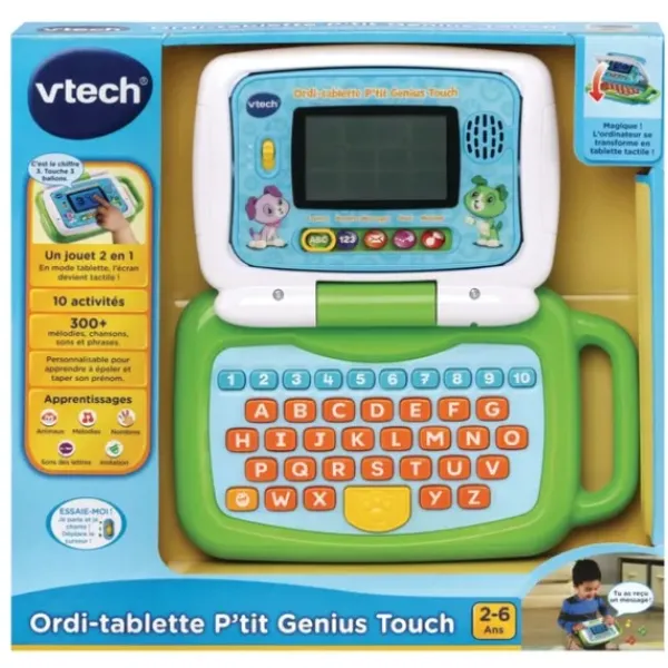 VTech Ordinateurs Et Jeux Interactifs|Ordinateur - Tablette P'Tit Genius Touch Vert