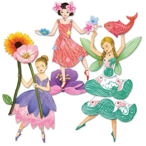 Djeco Pantins A Colorier Fees- Découpage, Collage, Pliage