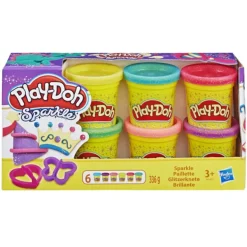 Play Doh Pate A Modeler A Paillettes - Pack De 6 Pots- Pate À Modeler, Modelage Et Gravure