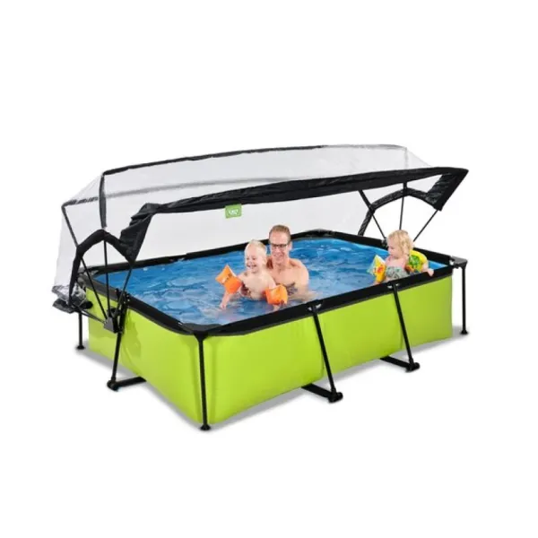 Exit Toys Piscine Lime 220 X 150 X 65 Avec Pompe Filtrante Et Dome- Bouées Jeux Gonflables Et Piscines