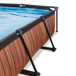 Exit Toys Piscine Rectangulaire Wood 220 X 150 X 65 Avec Pompe Filtrante- Bouées Jeux Gonflables Et Piscines
