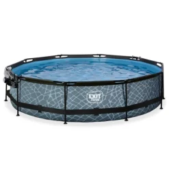 Exit Toys Piscine Stone 360 X 76 Avec Pompe Filtrante Et Dome- Bouées Jeux Gonflables Et Piscines