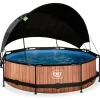 Exit Toys Piscine Wood 300 X 76 Avec Pompe Filtrante Et Voile D'Ombrage- Bouées Jeux Gonflables Et Piscines
