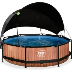 Exit Toys Piscine Wood 300 X 76 Avec Pompe Filtrante Et Voile D'Ombrage- Bouées Jeux Gonflables Et Piscines