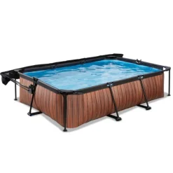 Exit Toys Piscine Wood 300 X 200 X 65 Avec Pompe Filtrante Et Voile D'Ombrage- Bouées Jeux Gonflables Et Piscines