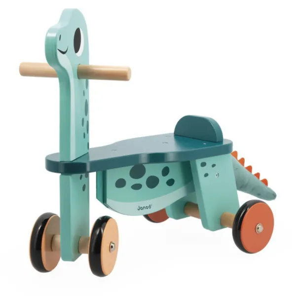 Janod Porteur Dinosaure Portosaurus En Bois- Porteurs & Jouets À Bascules