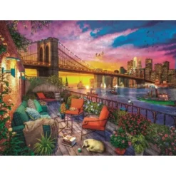 Clementoni Puzzles Adultes|Puzzle 3000 Pieces - Manhattan Balcony Sunset