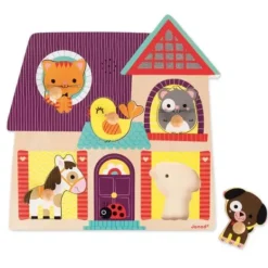 Janod Puzzles Bois|Puzzle Musical En Bois 5 Pieces Animaux