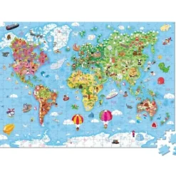 Janod Puzzles Enfants De 250 À 1000 Pièces|Puzzle Valise - Carte Du Monde - 300 Pieces