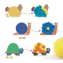 Djeco Silhouettes Et Pompons- Mosaïque, Sable Et Paillettes