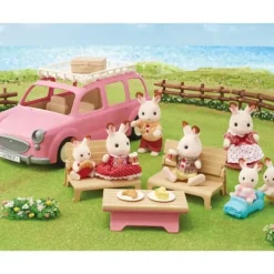 Sylvanian Families Heros & Univers|- 5535 - Le Monospace Rose Et Set De Pique-Nique