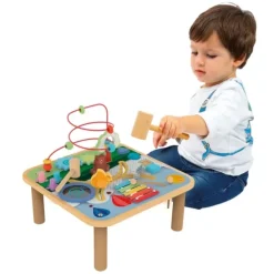 WOOD N PLAY Table D'Activités Les Animaux De La Foret- Jouets À Emboîter, À Empiler