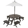 KidKraft Table En Bois Avec Tabourets Et Parasol- Tables Et Chaises De Jardin
