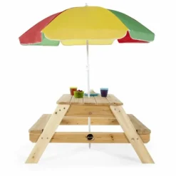 Plum Table Pique-Nique En Bois Avec Parasol- Tables Et Chaises De Jardin