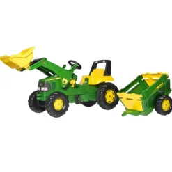 Rolly Toys Tracteur A Pedales Rollyjunior John Deere Avec Remorque- Tracteurs À Pédales
