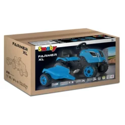 Smoby Tracteur Farmer Xl Bleu + Remorque- Tracteurs À Pédales